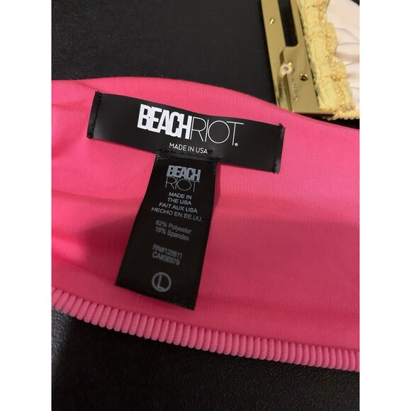 Beach Riot Womens Size Large L Jessica Bikini Top Coral Reef Colorblock New - Picture 3 of 4